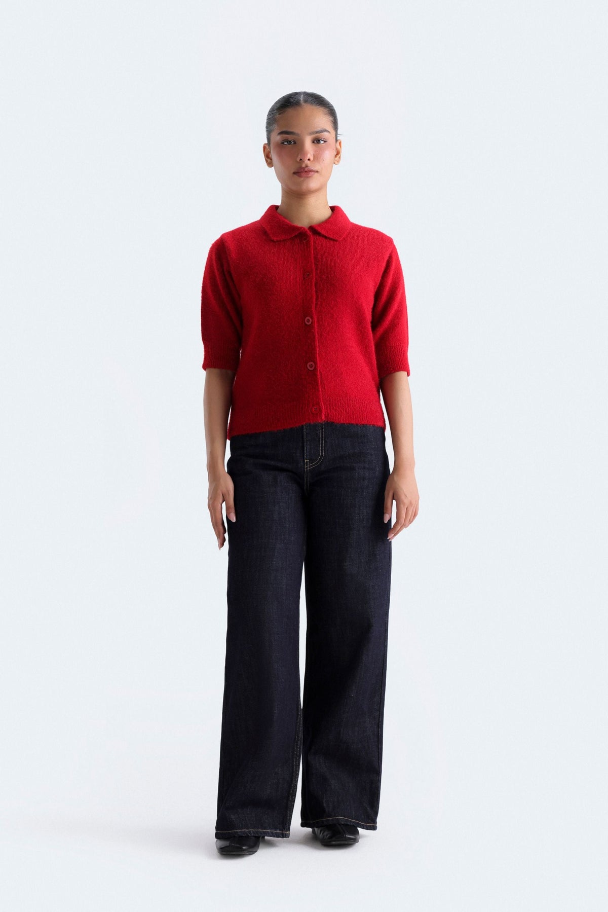 MJ COUTURE Super Cropped Button-Up Cardigan